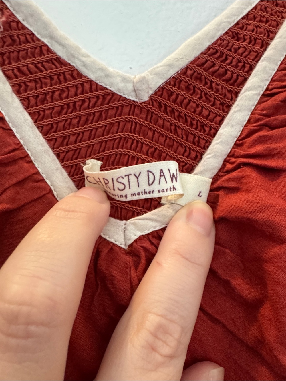 Christy Dawn Rust Red Ruffle Midi Dress - Picture 2 of 5